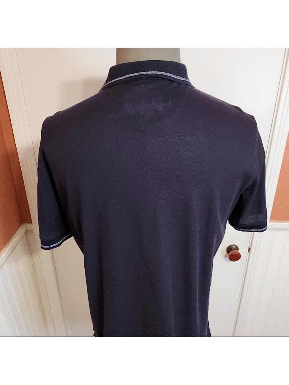 Robert Graham Polo Shirt Navy Cotton Large - Picture 4 of 10